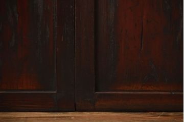 古民具・骨董　古い木が味わい深いアンティーク格子帯戸4枚セット