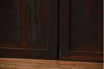 古民具・骨董　古い木が味わい深いアンティーク格子帯戸4枚セット