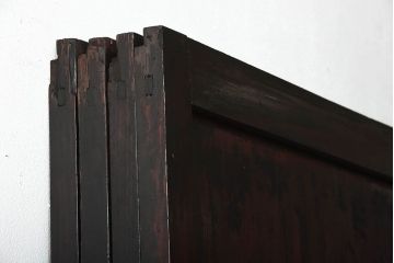 古民具・骨董　古い木が味わい深いアンティーク格子帯戸4枚セット