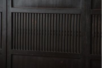 古民具・骨董　古い木が味わい深いアンティーク格子帯戸4枚セット