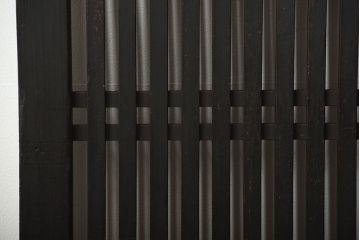 古民具・骨董　古い木が味わい深いアンティーク格子帯戸4枚セット