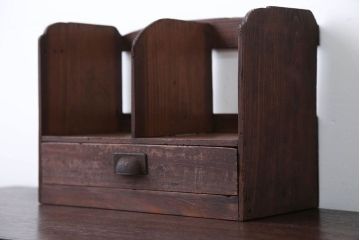 アンティーク家具　和製アンティーク　引き出し付き!小さな古い木の本立て
