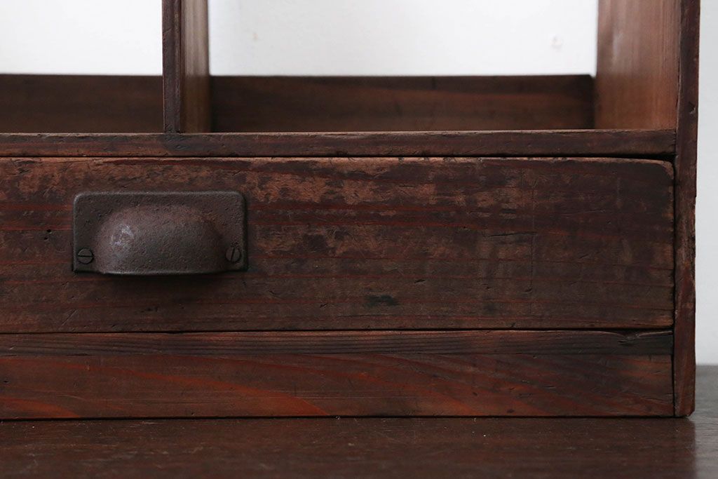 アンティーク家具　和製アンティーク　引き出し付き!小さな古い木の本立て