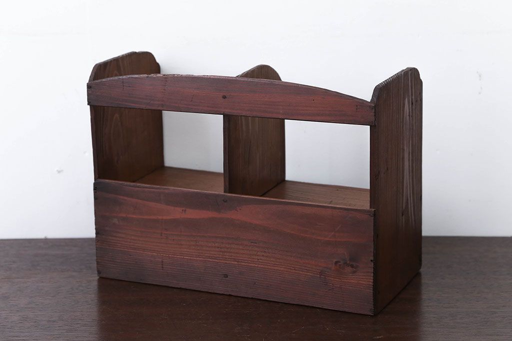 アンティーク家具　和製アンティーク　引き出し付き!小さな古い木の本立て