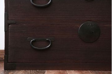 アンティーク家具　和製アンティーク　シンプルな丸金具の桐箪笥ローボード(桐たんす)