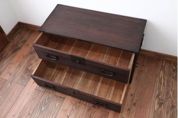 アンティーク家具　和製アンティーク　シンプルな金具の桐箪笥ローボード(桐たんす)