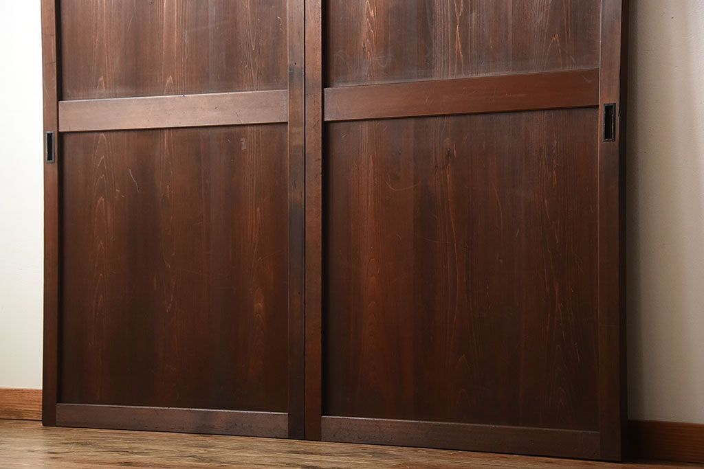 古民具・骨董　古いナチュラルな木味のアンティーク帯戸2枚セット