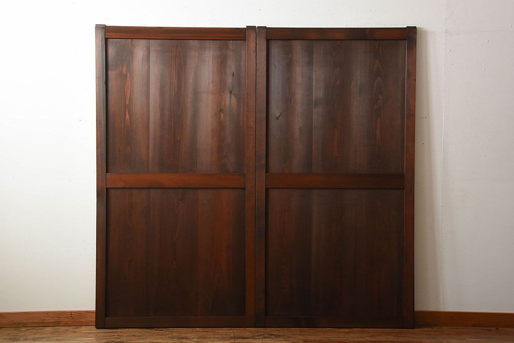 古民具・骨董　古いナチュラルな木味のアンティーク帯戸2枚セット