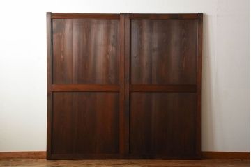 古民具・骨董　古いナチュラルな木味のアンティーク帯戸2枚セット