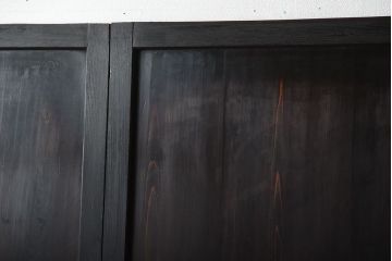 古民具・骨董　深い色味が風味溢れるアンティーク格子帯戸4枚セット(1)