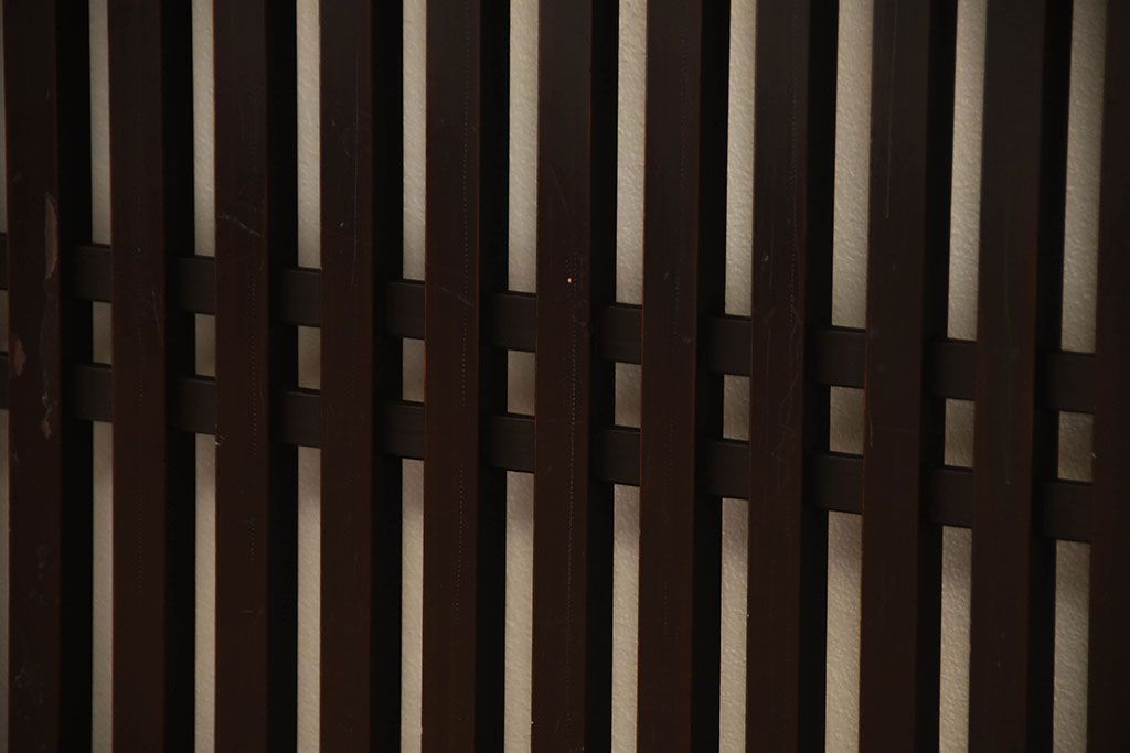 古民具・骨董　深い色味が風味溢れるアンティーク格子帯戸4枚セット(1)