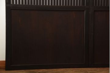 古民具・骨董　深い色味が風味溢れるアンティーク格子帯戸4枚セット(1)