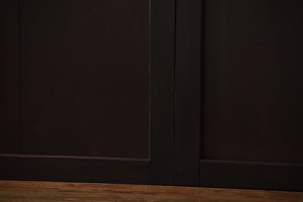 古民具・骨董　深い色味が風味溢れるアンティーク格子帯戸4枚セット(1)