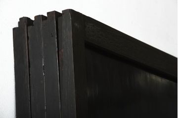 古民具・骨董　深い色味が風味溢れるアンティーク格子帯戸4枚セット(1)