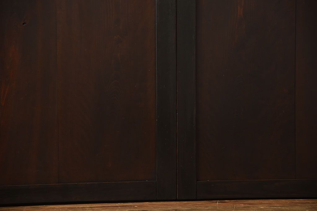 古民具・骨董　深い色味が風味溢れるアンティーク格子帯戸4枚セット(1)
