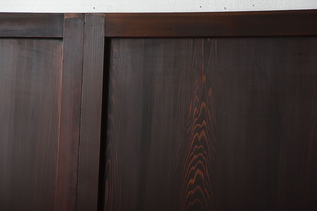 古民具・骨董　深い色味が風味溢れるアンティーク格子帯戸4枚セット(2)