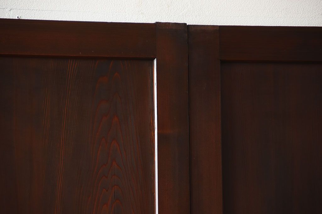 古民具・骨董　深い色味が風味溢れるアンティーク格子帯戸4枚セット(2)