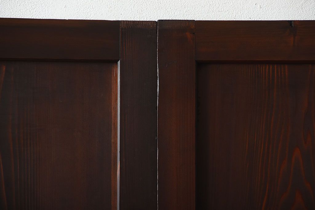 古民具・骨董　深い色味が風味溢れるアンティーク格子帯戸4枚セット(2)