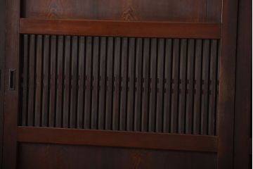 古民具・骨董　深い色味が風味溢れるアンティーク格子帯戸4枚セット(2)
