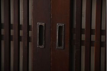 古民具・骨董　深い色味が風味溢れるアンティーク格子帯戸4枚セット(2)