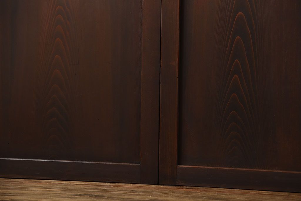 古民具・骨董　深い色味が風味溢れるアンティーク格子帯戸4枚セット(2)