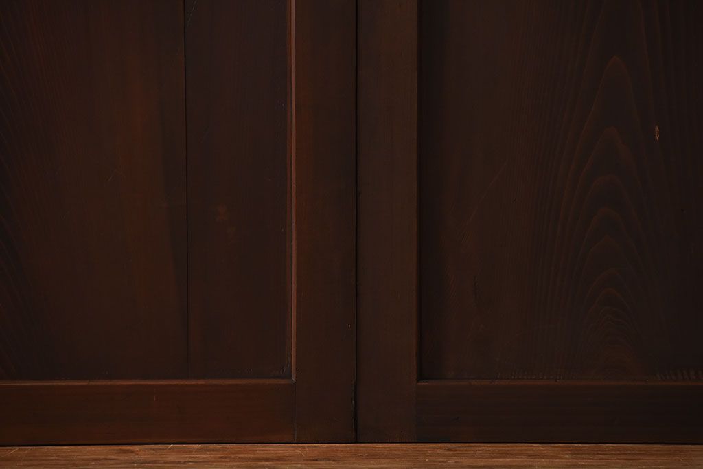 古民具・骨董　深い色味が風味溢れるアンティーク格子帯戸4枚セット(2)