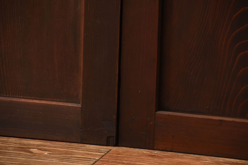 古民具・骨董　深い色味が風味溢れるアンティーク格子帯戸4枚セット(2)