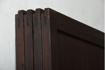 古民具・骨董　深い色味が風味溢れるアンティーク格子帯戸4枚セット(2)