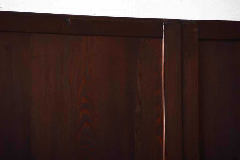 古民具・骨董　深い色味が風味溢れるアンティーク格子帯戸4枚セット(2)