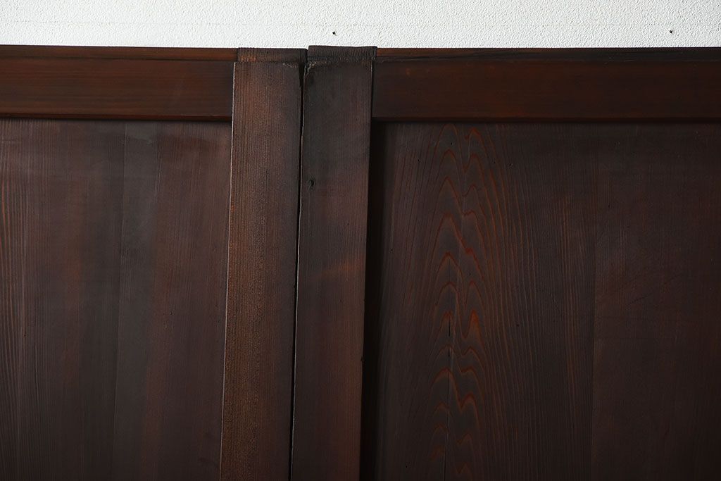 古民具・骨董　深い色味が風味溢れるアンティーク格子帯戸4枚セット(2)