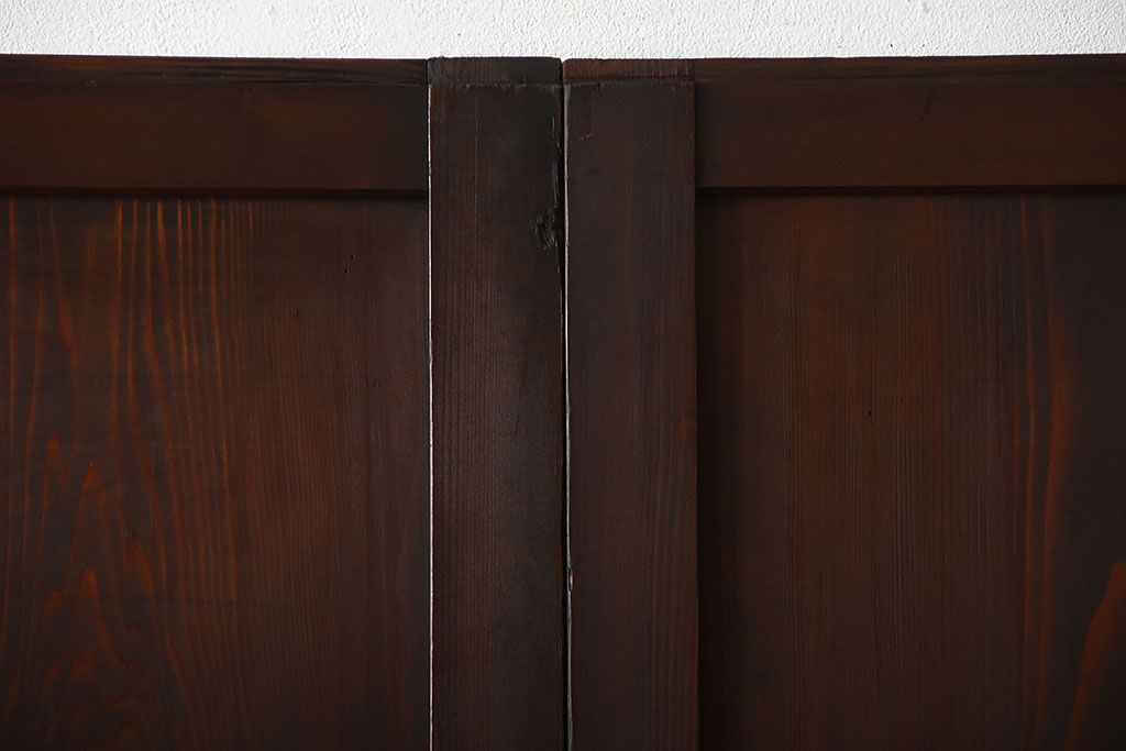 古民具・骨董　深い色味が風味溢れるアンティーク格子帯戸4枚セット(2)