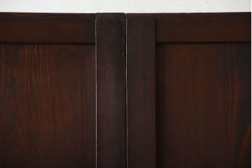 古民具・骨董　深い色味が風味溢れるアンティーク格子帯戸4枚セット(2)