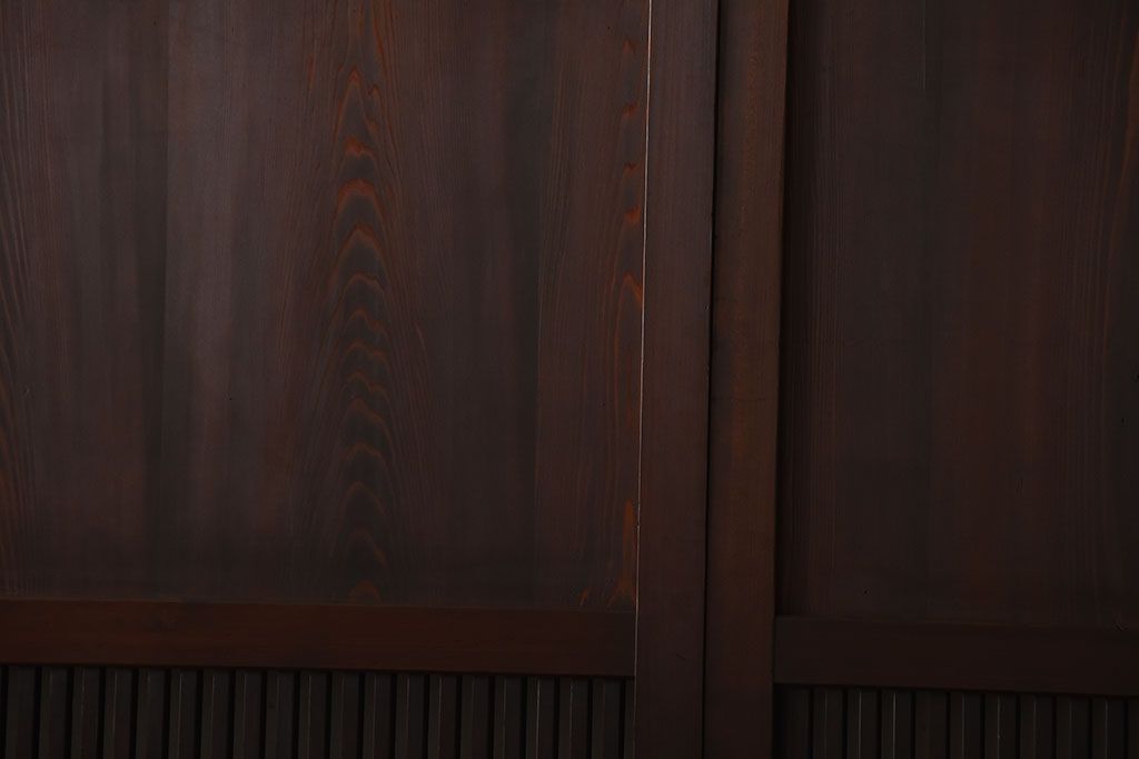 古民具・骨董　深い色味が風味溢れるアンティーク格子帯戸4枚セット(2)