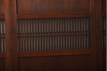 古民具・骨董　深い色味が風味溢れるアンティーク格子帯戸4枚セット(2)