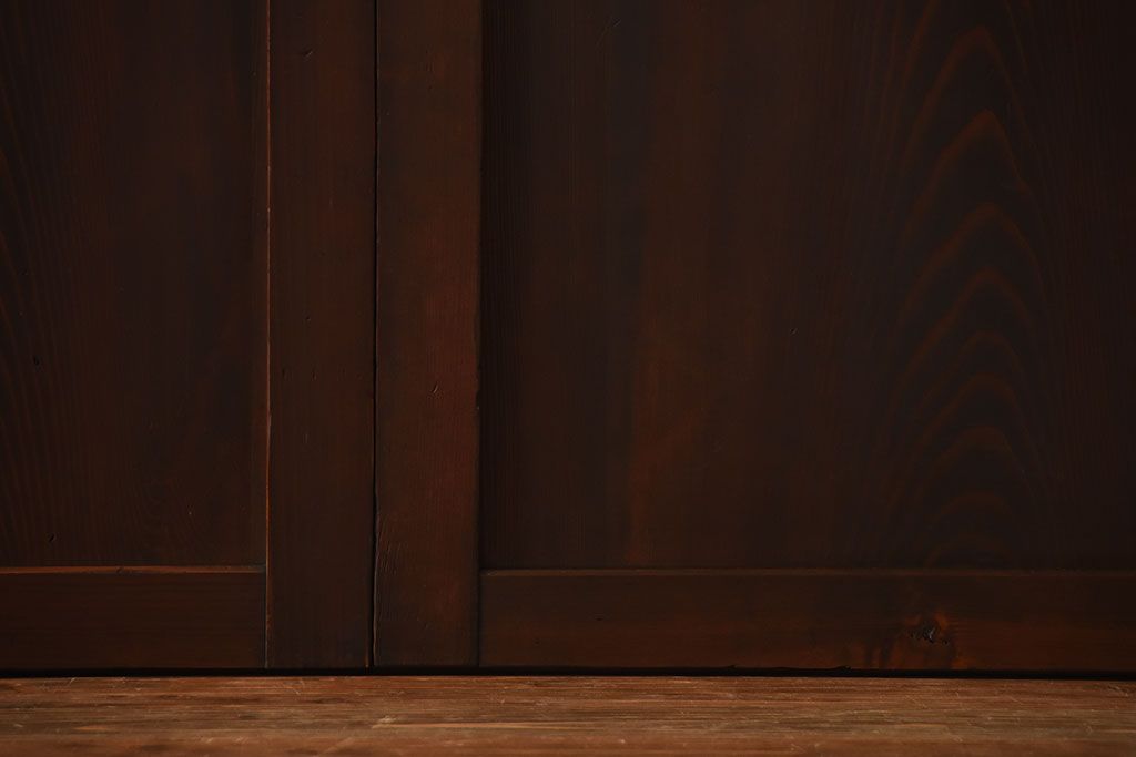 古民具・骨董　深い色味が風味溢れるアンティーク格子帯戸4枚セット(2)