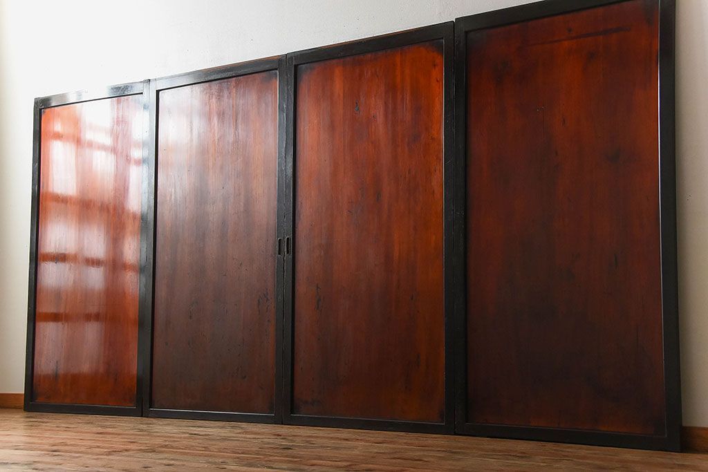 古民具・骨董　モダンなアンティーク板戸4枚セット(帯戸)