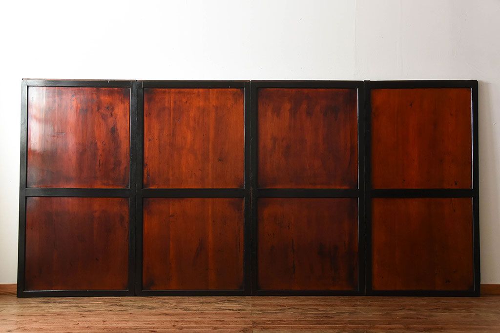 古民具・骨董　モダンなアンティーク板戸4枚セット(帯戸)