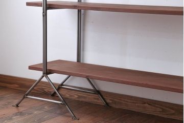 ラフジュオリジナル アイアンの薄型飾り棚【小】(陳列棚、アイアンラック)