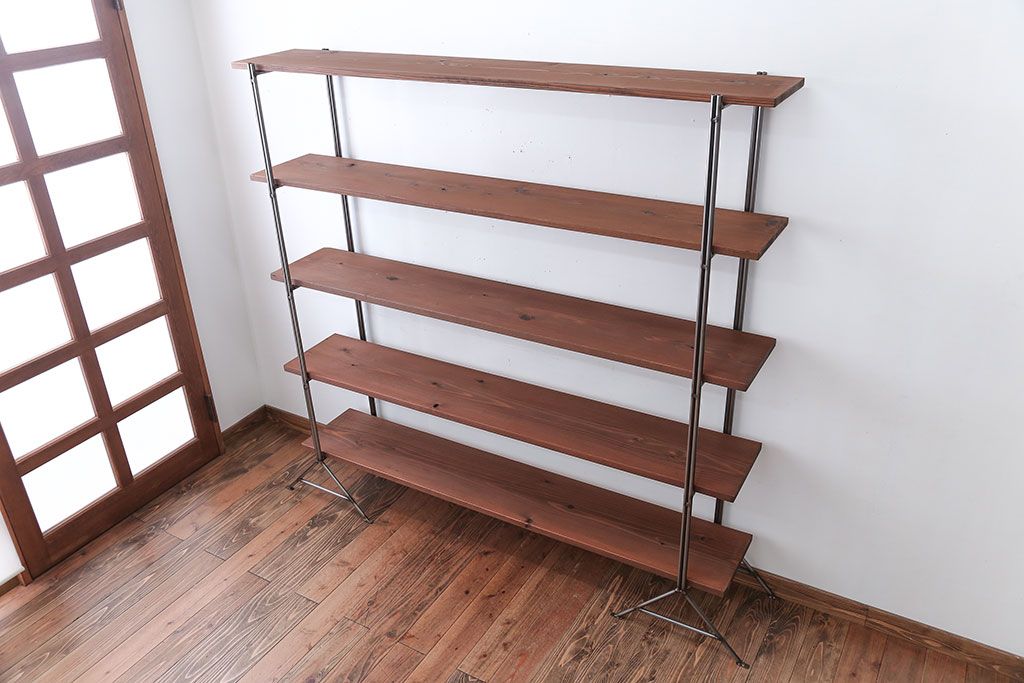 ラフジュオリジナル アイアンの薄型飾り棚【大】(1)(陳列棚・アイアンラック)