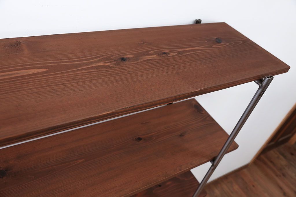 ラフジュオリジナル アイアンの薄型飾り棚【大】(1)(陳列棚・アイアンラック)