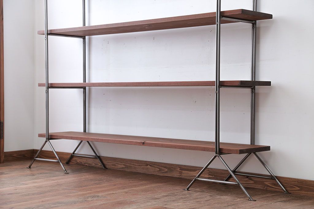 ラフジュオリジナル アイアンの薄型飾り棚【大】(1)(陳列棚・アイアンラック)