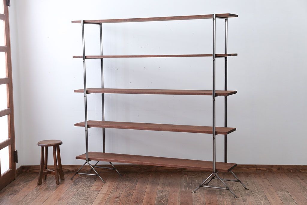 ラフジュオリジナル アイアンの薄型飾り棚【大】(1)(陳列棚・アイアンラック)