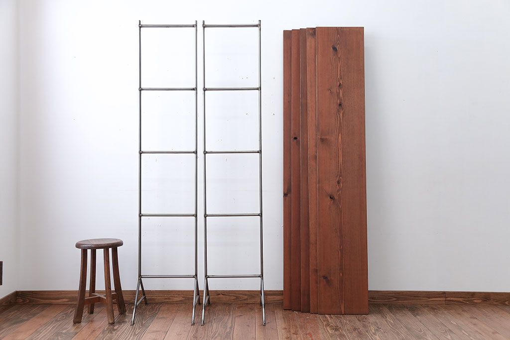 ラフジュオリジナル アイアンの薄型飾り棚【大】(1)(陳列棚・アイアンラック)