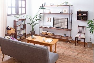 ラフジュオリジナル アイアンの薄型飾り棚【大】(2)(陳列棚、アイアンラック)