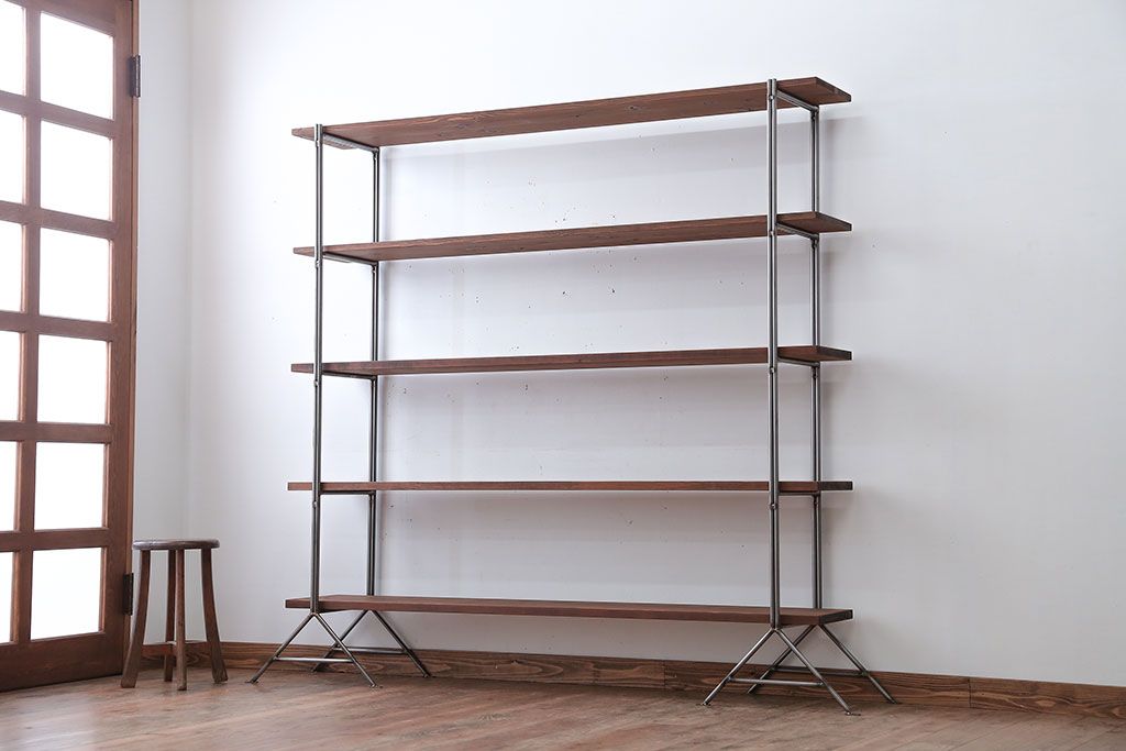 ラフジュオリジナル アイアンの薄型飾り棚【大】(2)(陳列棚、アイアンラック)