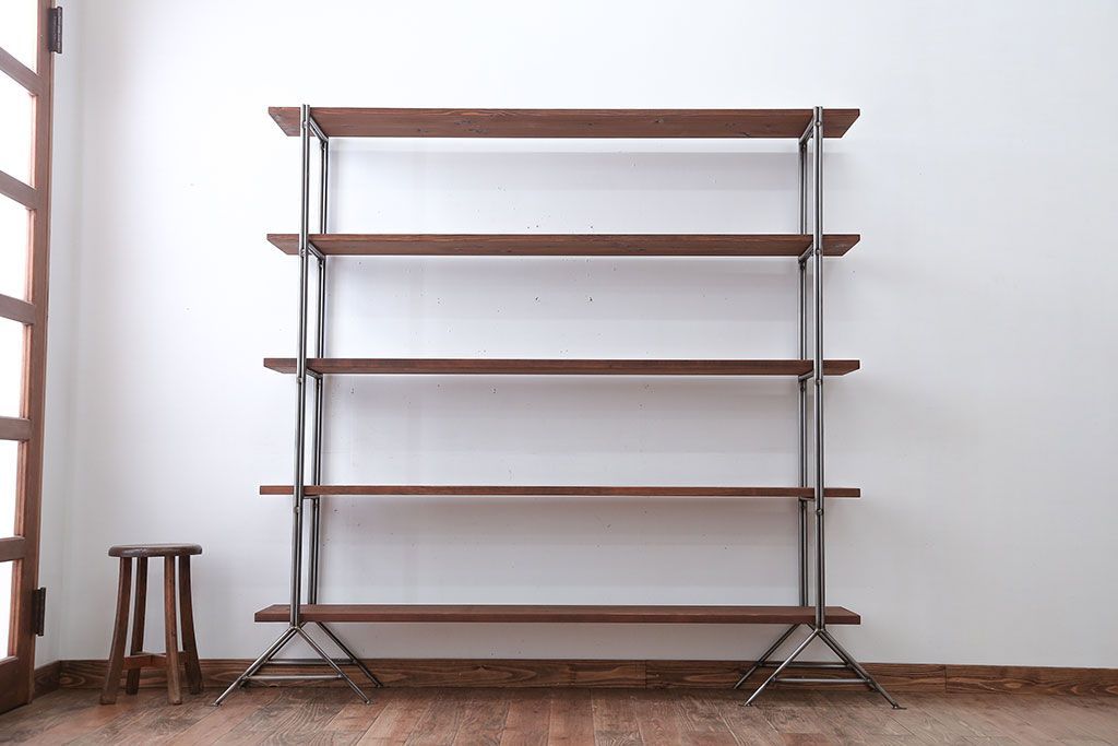 ラフジュオリジナル アイアンの薄型飾り棚【大】(2)(陳列棚、アイアンラック)