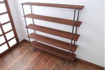 ラフジュオリジナル アイアンの薄型飾り棚【大】(2)(陳列棚、アイアンラック)