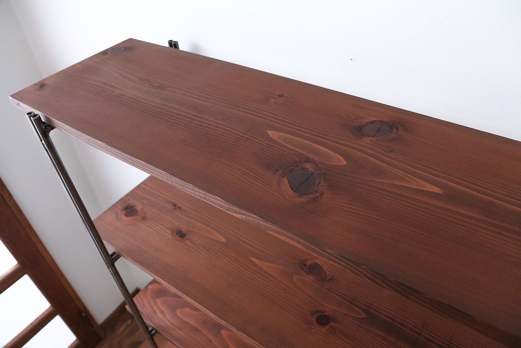 ラフジュオリジナル アイアンの薄型飾り棚【大】(2)(陳列棚、アイアンラック)