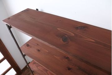 ラフジュオリジナル アイアンの薄型飾り棚【大】(2)(陳列棚、アイアンラック)