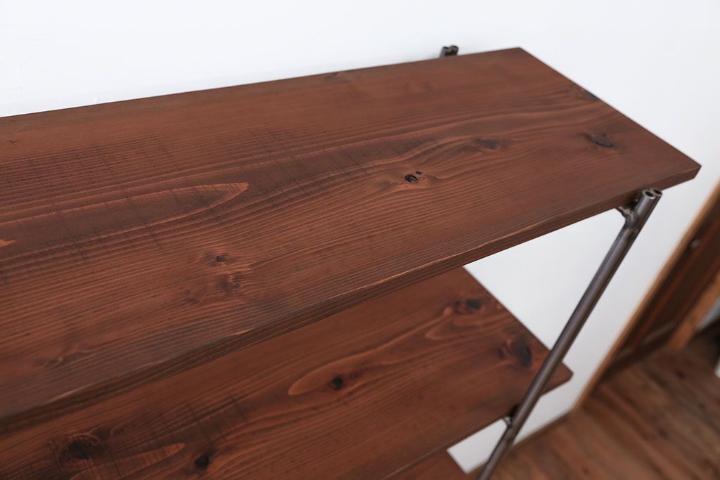 ラフジュオリジナル アイアンの薄型飾り棚【大】(2)(陳列棚、アイアンラック)